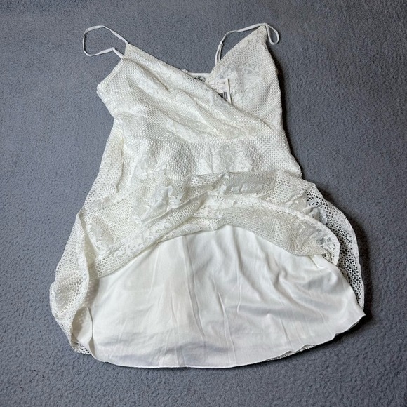 Speechless Dress Juniors XL Cream Lace Ruffled‎ Spaghetti Strap Mini NEW - Picture 2 of 11